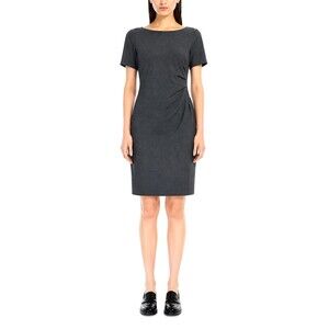Weekend Max Mara Sheath Dress Womens Size 4 Gray Knit Ruched Boat Neck Career